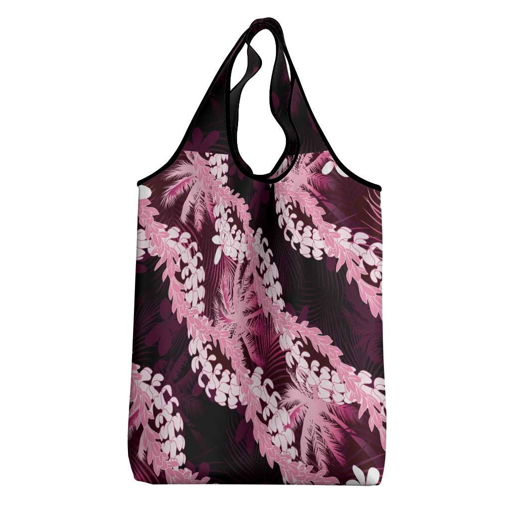 Puakenikeni Maile Lei Grocery Bag Frangipani Pink Tropical Leaves LT01 - Polynesian Pride