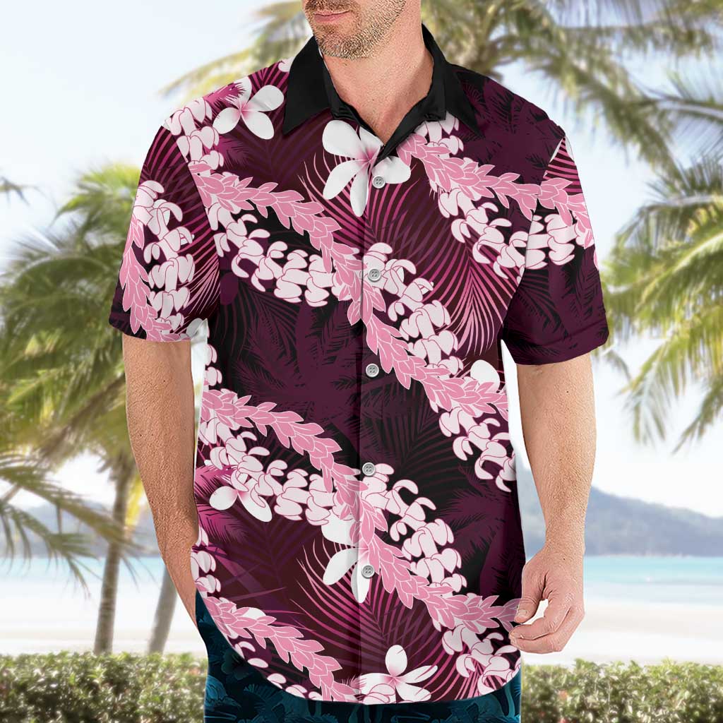 Puakenikeni Maile Lei Hawaiian Shirt Frangipani Pink Tropical Leaves LT01 - Polynesian Pride