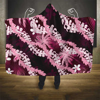 Puakenikeni Maile Lei Hooded Blanket Frangipani Pink Tropical Leaves LT01 - Polynesian Pride