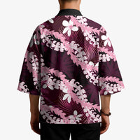 Puakenikeni Maile Lei Kimono Frangipani Pink Tropical Leaves LT01 - Polynesian Pride