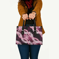 Puakenikeni Maile Lei Leather Bag Frangipani Pink Tropical Leaves LT01 - Polynesian Pride