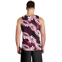 Puakenikeni Maile Lei Men Tank Top Frangipani Pink Tropical Leaves LT01 - Polynesian Pride