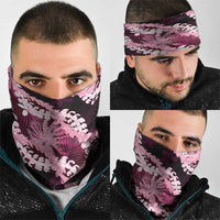 Puakenikeni Maile Lei Neck Gaiter Frangipani Pink Tropical Leaves LT01 - Polynesian Pride