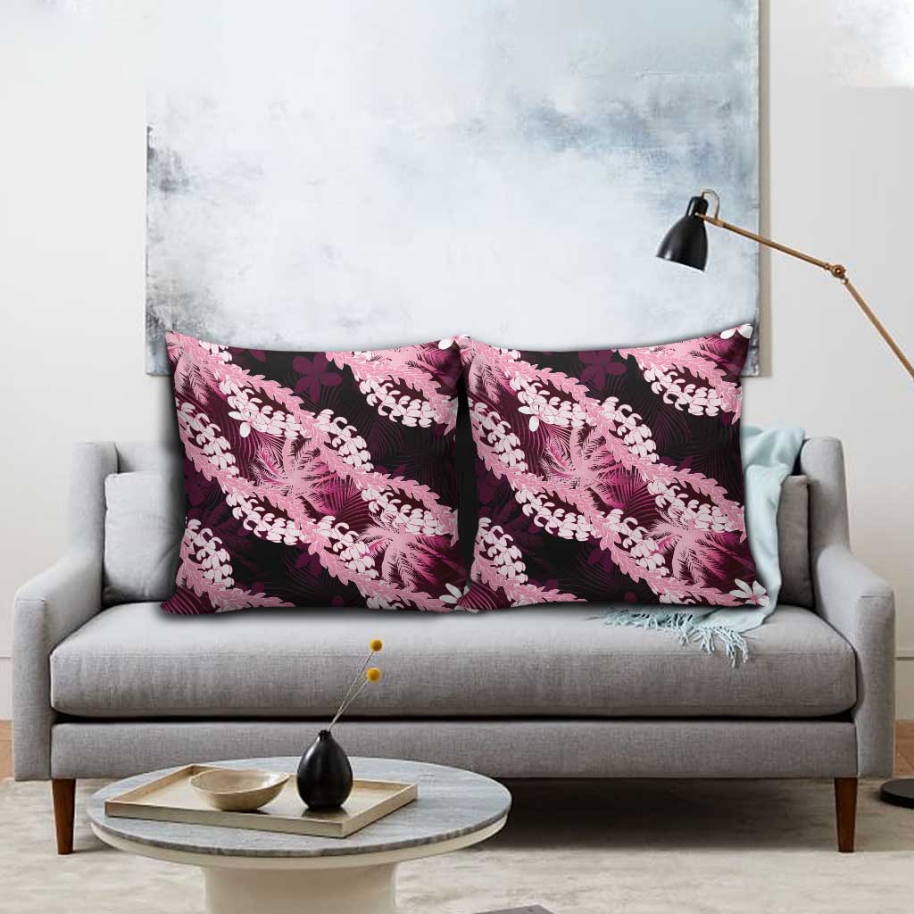 Puakenikeni Maile Lei Pillow Cover Frangipani Pink Tropical Leaves LT01 - Polynesian Pride