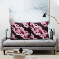 Puakenikeni Maile Lei Pillow Cover Frangipani Pink Tropical Leaves LT01 - Polynesian Pride