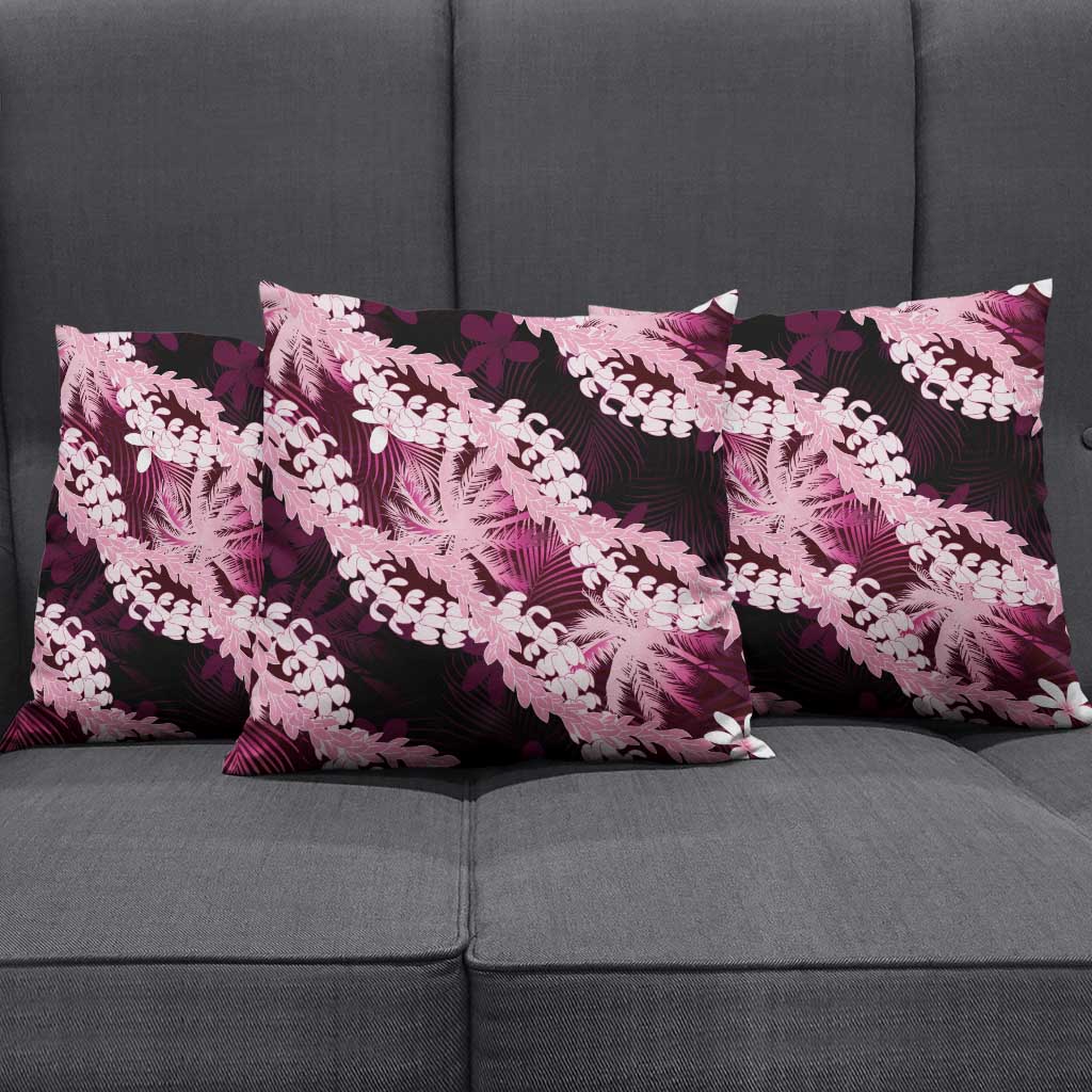 Puakenikeni Maile Lei Pillow Cover Frangipani Pink Tropical Leaves LT01 - Polynesian Pride