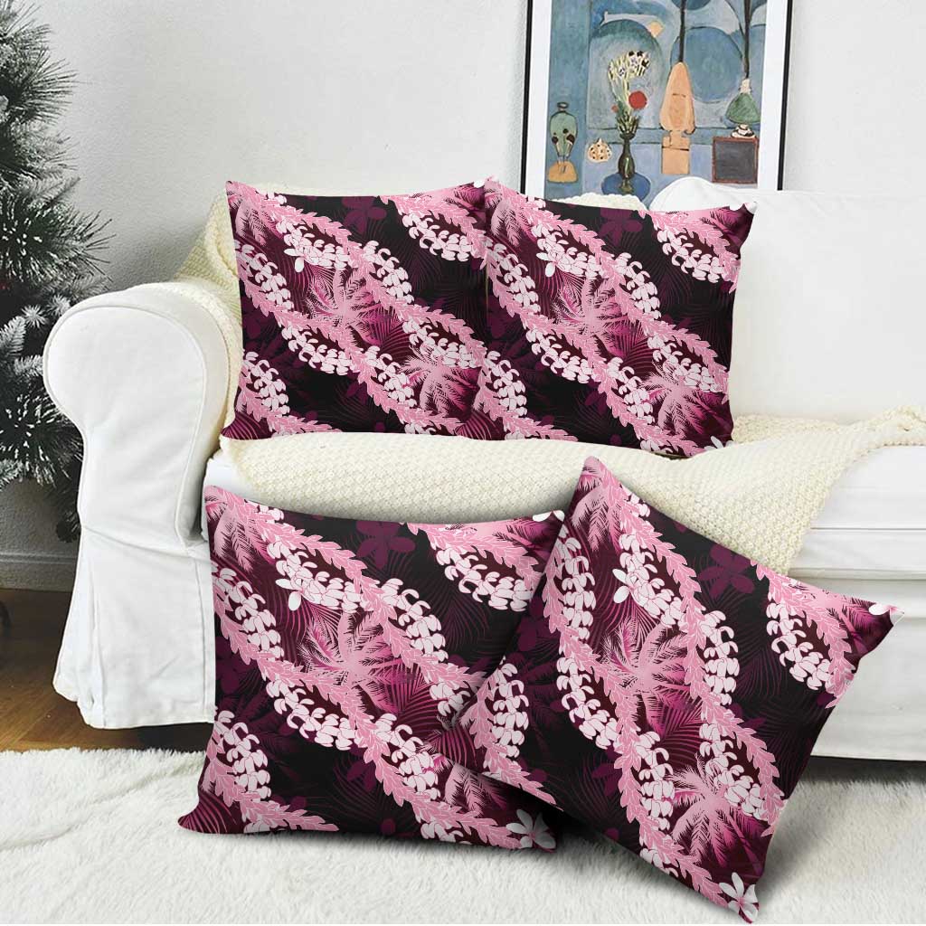 Puakenikeni Maile Lei Pillow Cover Frangipani Pink Tropical Leaves LT01 - Polynesian Pride