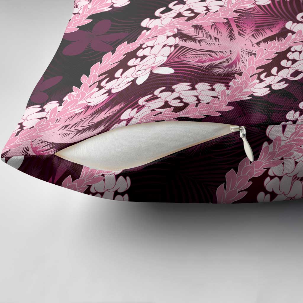 Puakenikeni Maile Lei Pillow Cover Frangipani Pink Tropical Leaves LT01 - Polynesian Pride