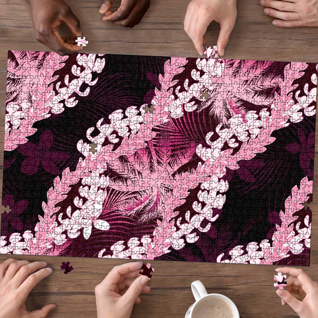 Puakenikeni Maile Lei Puzzle Frangipani Pink Tropical Leaves LT01 - Polynesian Pride