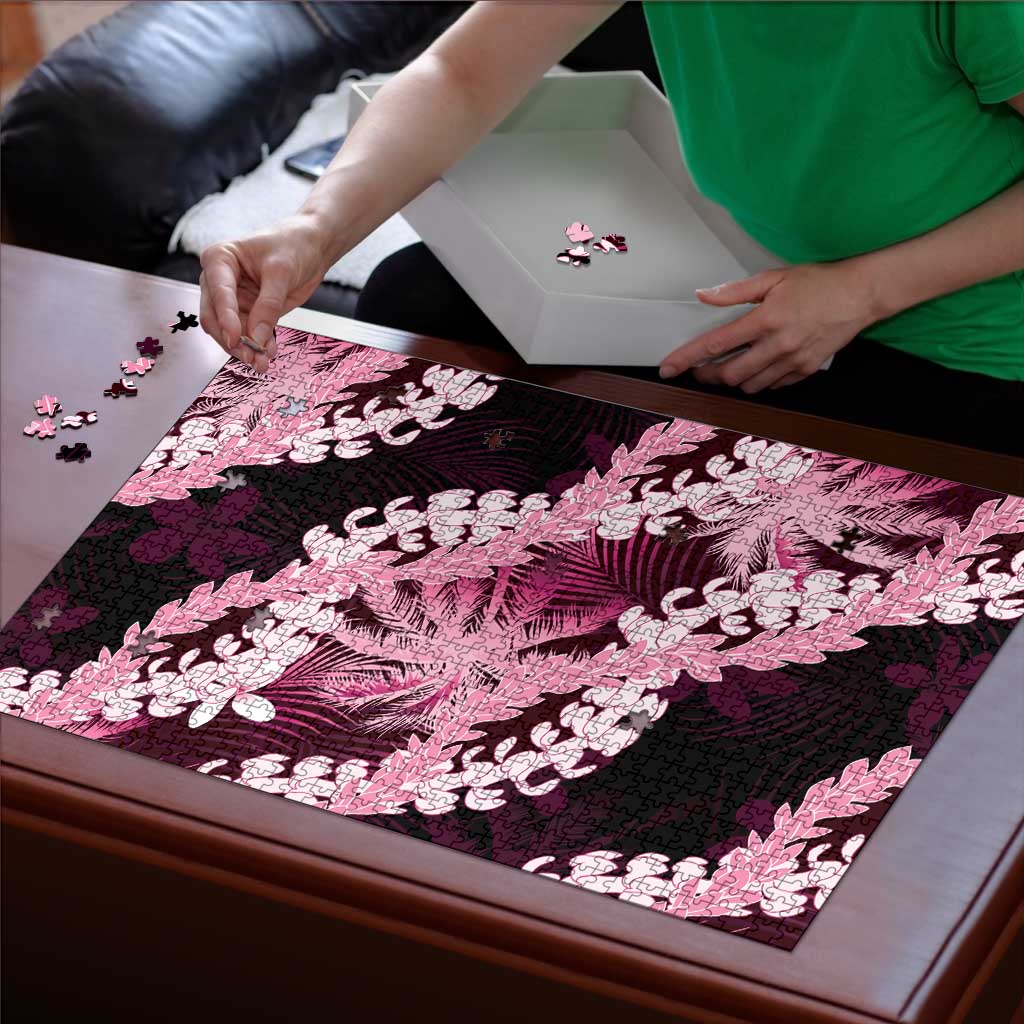 Puakenikeni Maile Lei Puzzle Frangipani Pink Tropical Leaves LT01 - Polynesian Pride