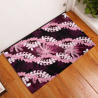 Puakenikeni Maile Lei Rubber Doormat Frangipani Pink Tropical Leaves