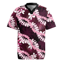 Puakenikeni Maile Lei Rugby Jersey Frangipani Pink Tropical Leaves LT01 Pink - Polynesian Pride