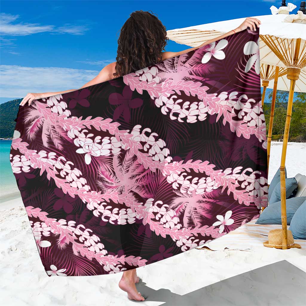 Puakenikeni Maile Lei Sarong Frangipani Pink Tropical Leaves LT01 One Size 44 x 66 inches Pink - Polynesian Pride