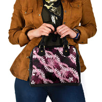 Puakenikeni Maile Lei Shoulder Handbag Frangipani Pink Tropical Leaves