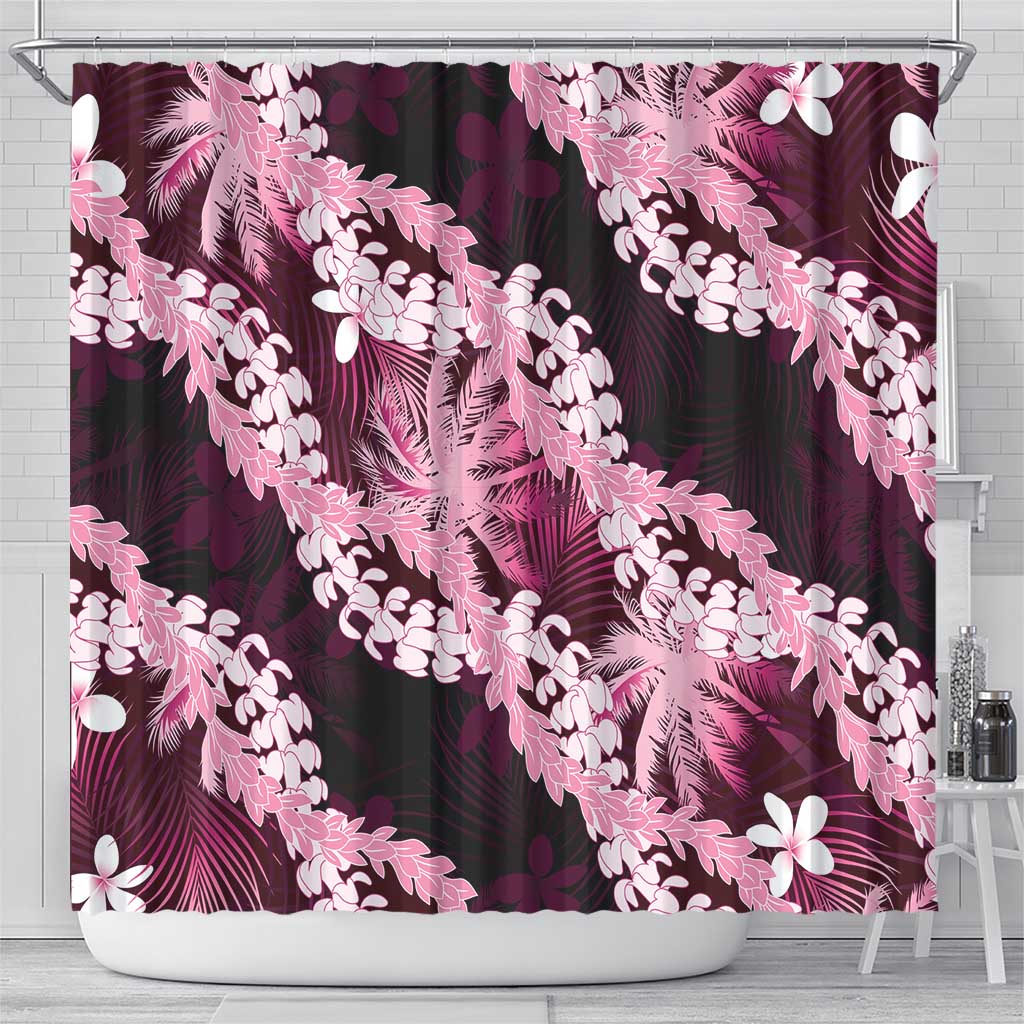 Puakenikeni Maile Lei Shower Curtain Frangipani Pink Tropical Leaves LT01 - Polynesian Pride
