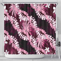 Puakenikeni Maile Lei Shower Curtain Frangipani Pink Tropical Leaves LT01 - Polynesian Pride