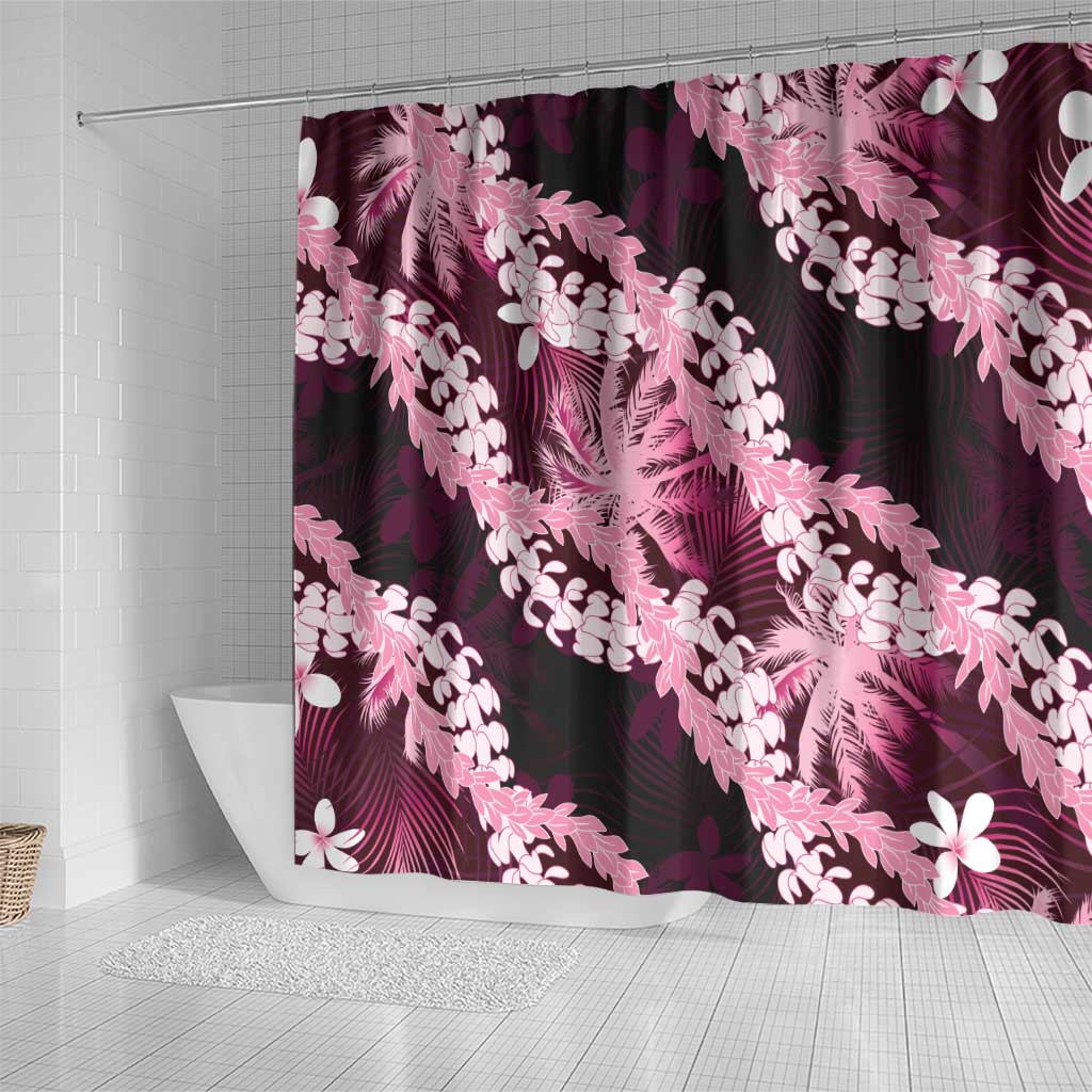 Puakenikeni Maile Lei Shower Curtain Frangipani Pink Tropical Leaves LT01 - Polynesian Pride