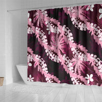 Puakenikeni Maile Lei Shower Curtain Frangipani Pink Tropical Leaves LT01 - Polynesian Pride
