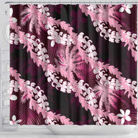 Puakenikeni Maile Lei Shower Curtain Frangipani Pink Tropical Leaves LT01 - Polynesian Pride