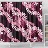 Puakenikeni Maile Lei Shower Curtain Frangipani Pink Tropical Leaves LT01 - Polynesian Pride