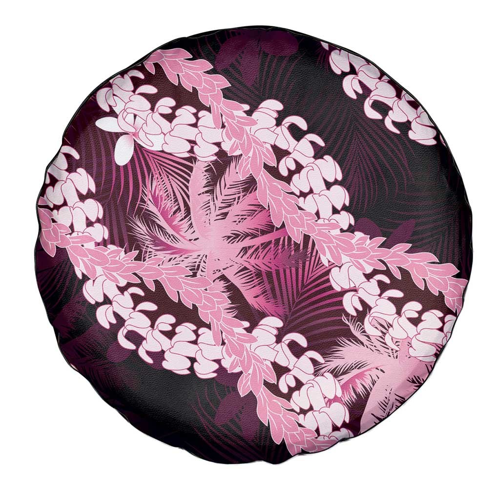 Puakenikeni Maile Lei Spare Tire Cover Frangipani Pink Tropical Leaves LT01 - Polynesian Pride