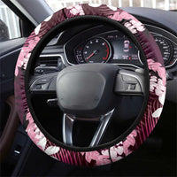 Puakenikeni Maile Lei Steering Wheel Cover Frangipani Pink Tropical Leaves LT01 - Polynesian Pride