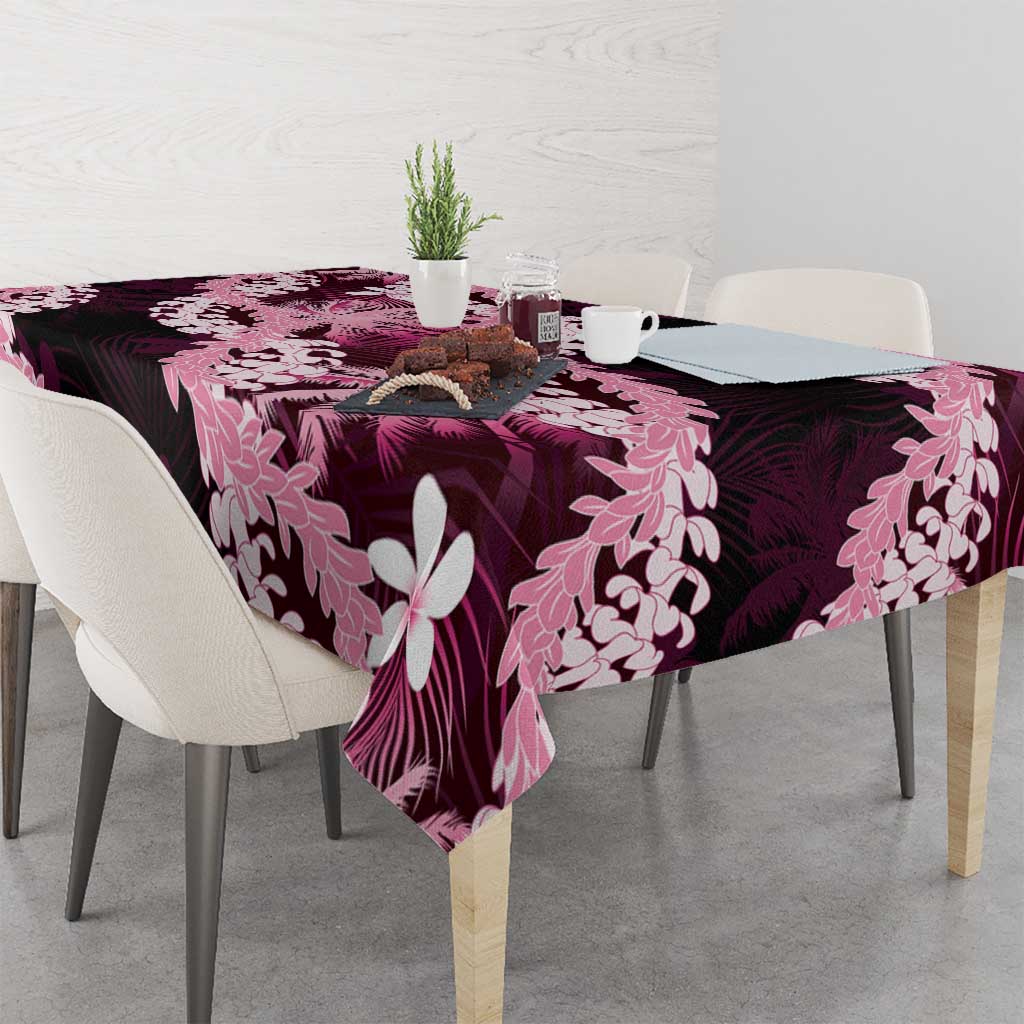 Puakenikeni Maile Lei Tablecloth Frangipani Pink Tropical Leaves LT01 - Polynesian Pride