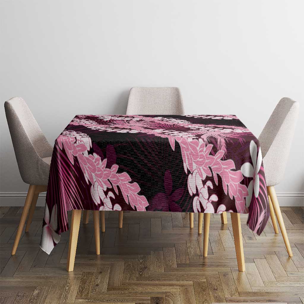 Puakenikeni Maile Lei Tablecloth Frangipani Pink Tropical Leaves LT01 - Polynesian Pride