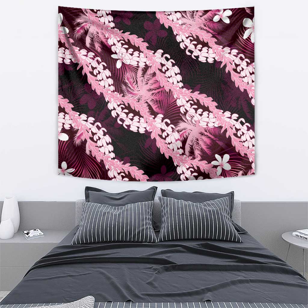Puakenikeni Maile Lei Tapestry Frangipani Pink Tropical Leaves LT01 - Polynesian Pride
