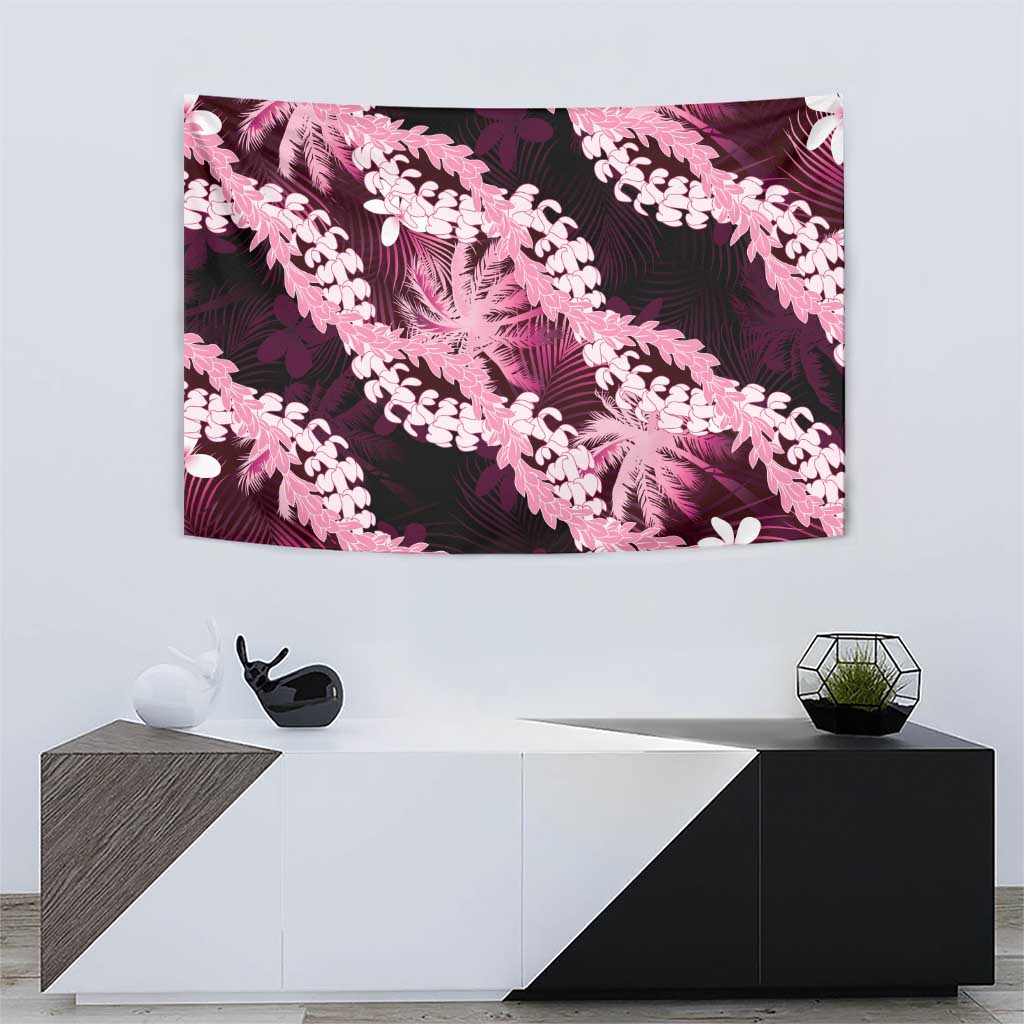 Puakenikeni Maile Lei Tapestry Frangipani Pink Tropical Leaves LT01 - Polynesian Pride