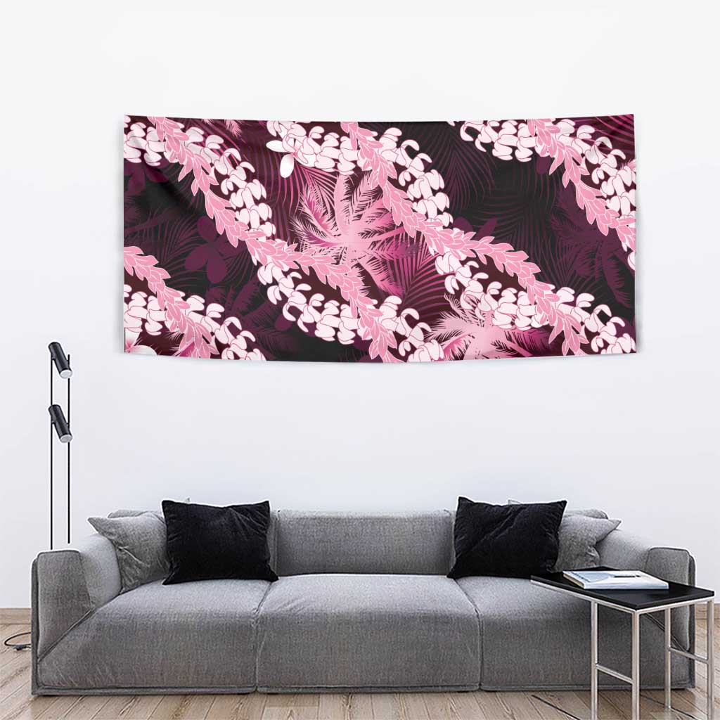 Puakenikeni Maile Lei Tapestry Frangipani Pink Tropical Leaves LT01 - Polynesian Pride