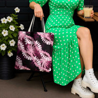 Puakenikeni Maile Lei Tote Bag Frangipani Pink Tropical Leaves LT01 - Polynesian Pride