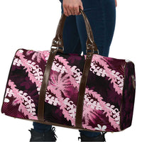 Puakenikeni Maile Lei Travel Bag Frangipani Pink Tropical Leaves