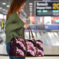 Puakenikeni Maile Lei Travel Bag Frangipani Pink Tropical Leaves