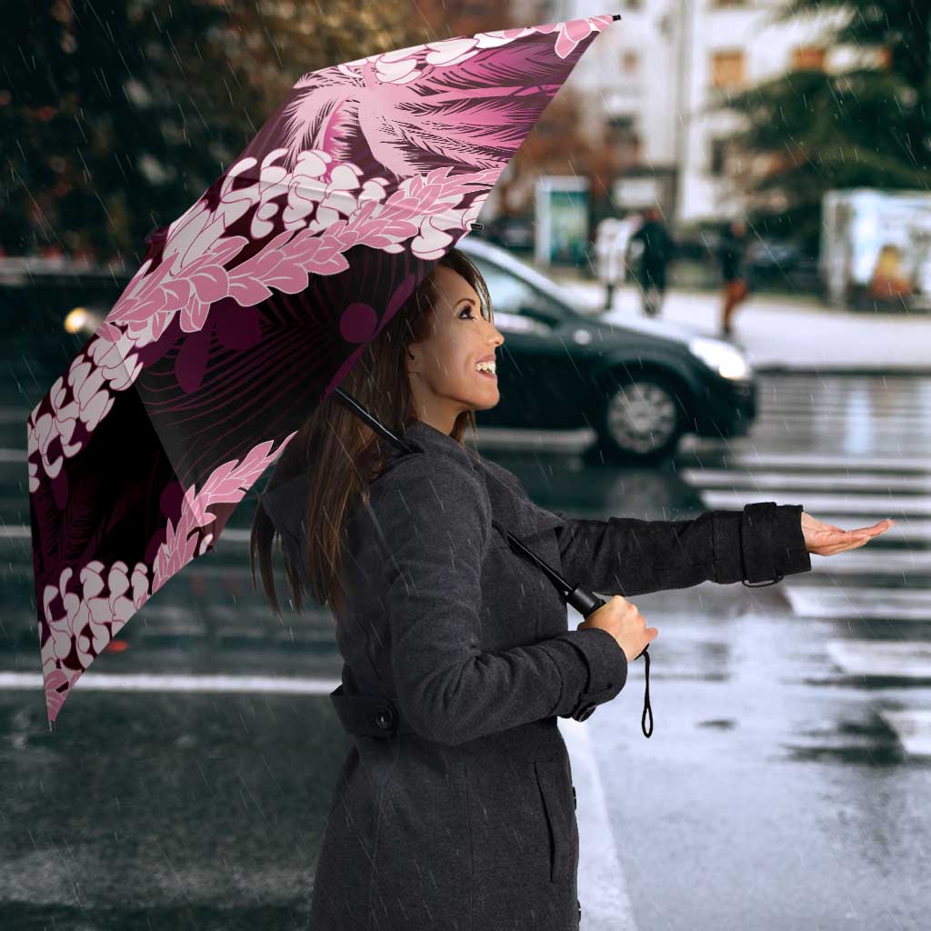 Puakenikeni Maile Lei Umbrella Frangipani Pink Tropical Leaves LT01 - Polynesian Pride