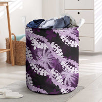 Puakenikeni Maile Lei Laundry Basket Frangipani Purple Tropical Leaves LT01 Purple - Polynesian Pride