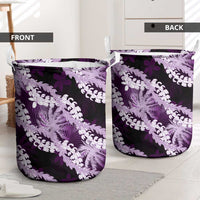 Puakenikeni Maile Lei Laundry Basket Frangipani Purple Tropical Leaves LT01 - Polynesian Pride
