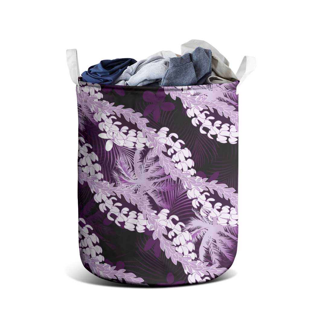 Puakenikeni Maile Lei Laundry Basket Frangipani Purple Tropical Leaves LT01 - Polynesian Pride
