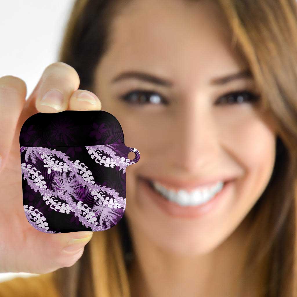 Puakenikeni Maile Lei AirPods Case Frangipani Purple Tropical Leaves LT01 - Polynesian Pride