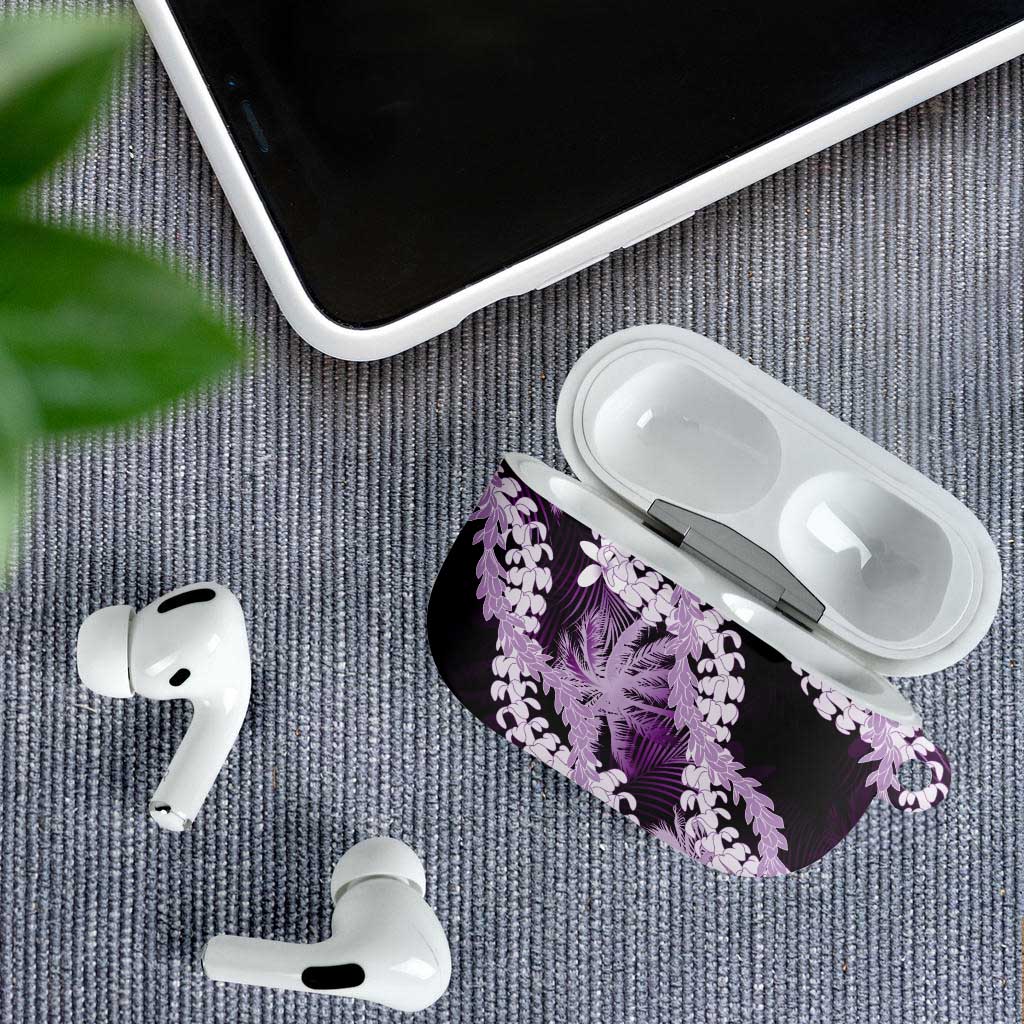 Puakenikeni Maile Lei AirPods Case Frangipani Purple Tropical Leaves LT01 - Polynesian Pride