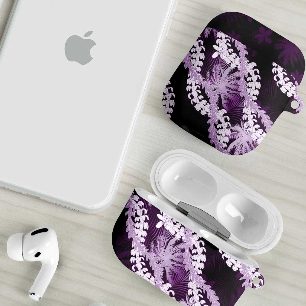 Puakenikeni Maile Lei AirPods Case Frangipani Purple Tropical Leaves LT01 - Polynesian Pride