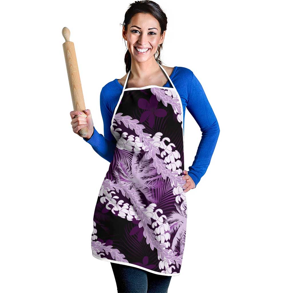 Puakenikeni Maile Lei Apron Frangipani Purple Tropical Leaves