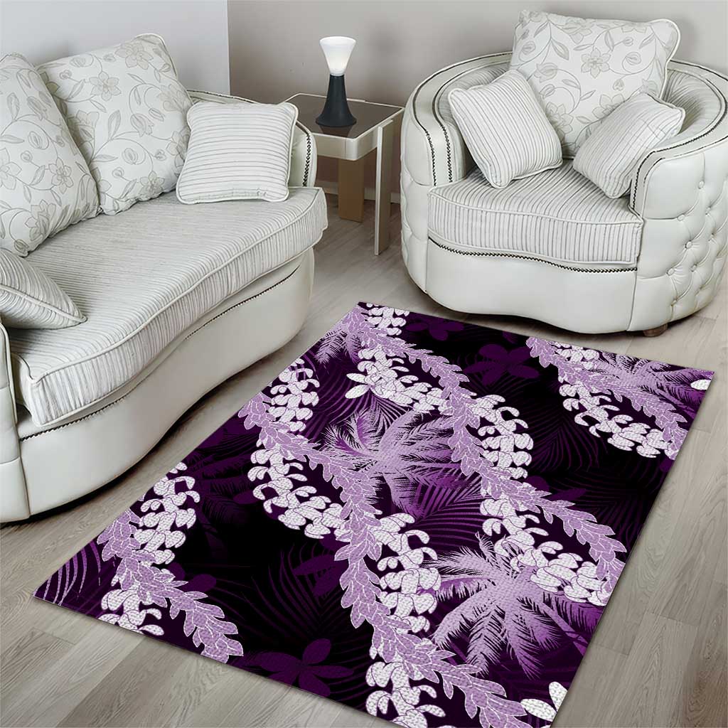 Puakenikeni Maile Lei Area Rug Frangipani Purple Tropical Leaves LT01 - Polynesian Pride