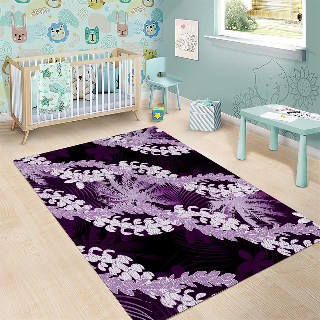 Puakenikeni Maile Lei Area Rug Frangipani Purple Tropical Leaves LT01 - Polynesian Pride