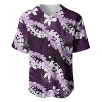 Puakenikeni Maile Lei Baseball Jersey Frangipani Purple Tropical Leaves LT01 Purple - Polynesian Pride