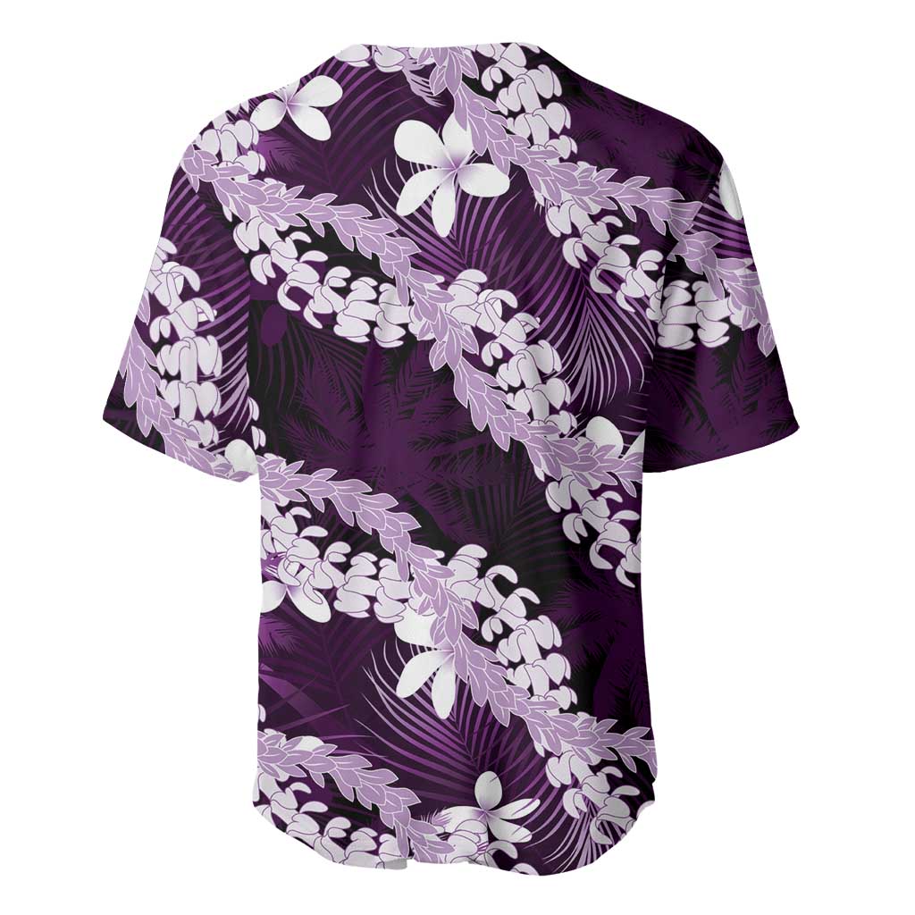 Puakenikeni Maile Lei Baseball Jersey Frangipani Purple Tropical Leaves LT01 - Polynesian Pride