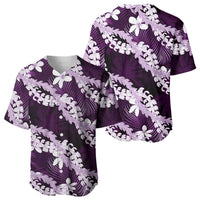 Puakenikeni Maile Lei Baseball Jersey Frangipani Purple Tropical Leaves LT01 - Polynesian Pride