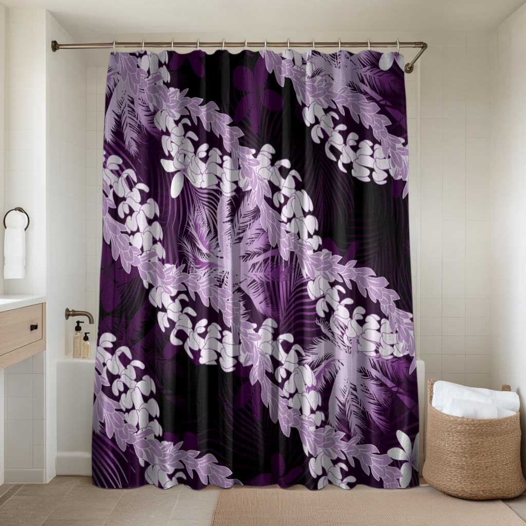 Puakenikeni Maile Lei Bathroom Set Frangipani Purple Tropical Leaves LT01 Shower Curtain Only Purple - Polynesian Pride