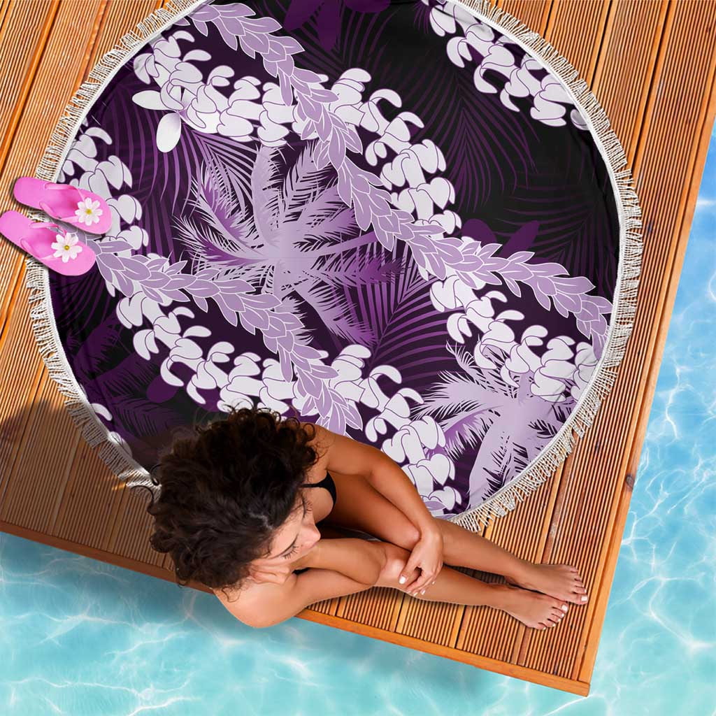 Puakenikeni Maile Lei Beach Blanket Frangipani Purple Tropical Leaves LT01 - Polynesian Pride
