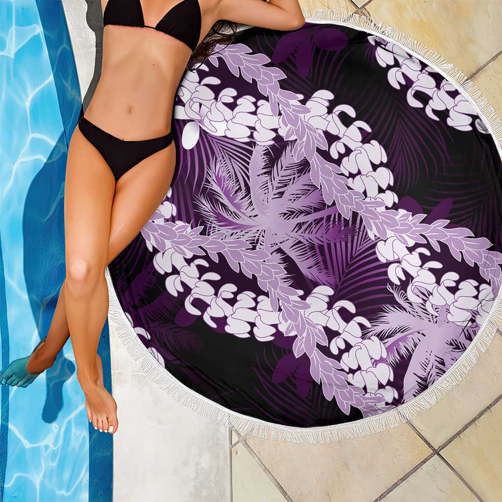Puakenikeni Maile Lei Beach Blanket Frangipani Purple Tropical Leaves LT01 - Polynesian Pride